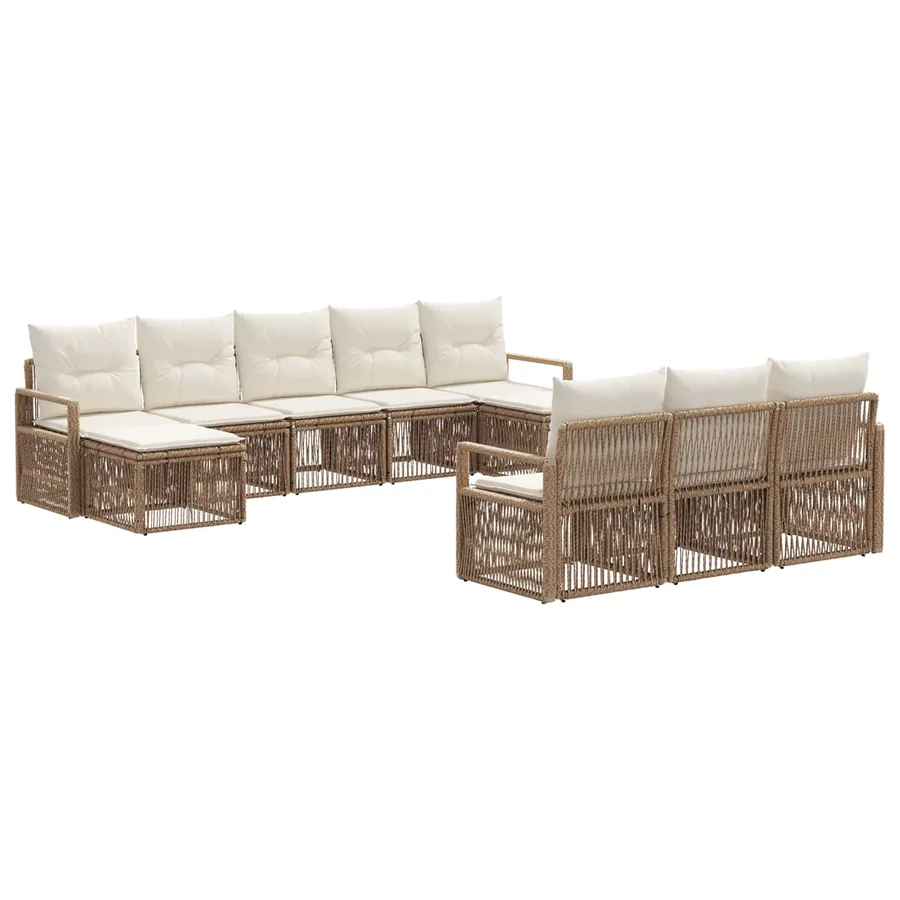 Ensemble de canapé de jardin 10 pcs Beige polyrotin - 2