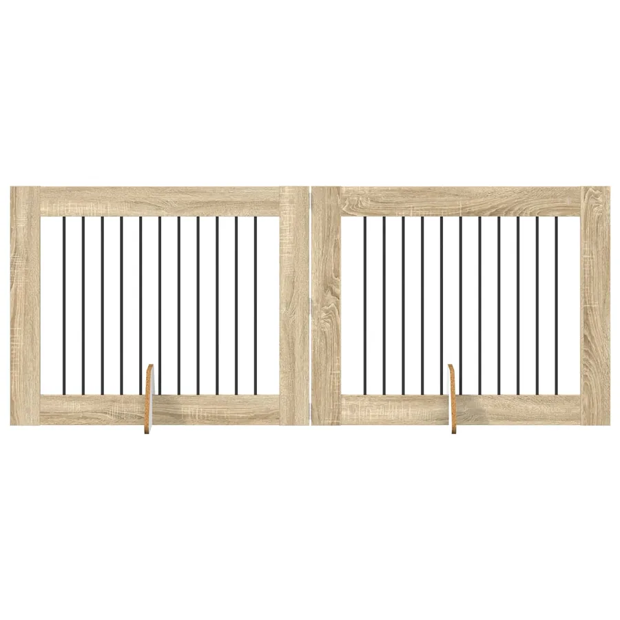 Porte de chien pliable avec supports 2 pcs Chêne Sonoma - 2