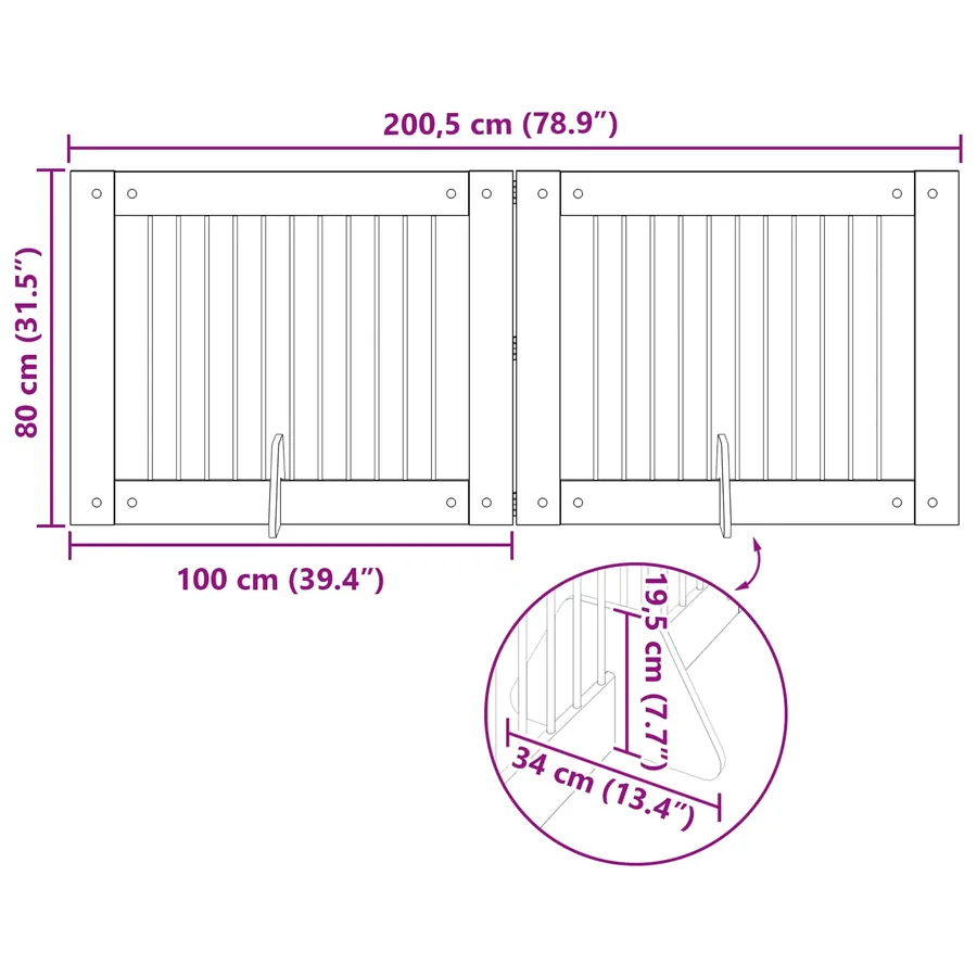 Porte de chien pliable avec supports 2 pcs Chêne Sonoma - 9