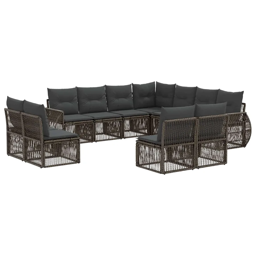 Ensemble de canapé de jardin 11 pcs Gris et Gris foncé - 2