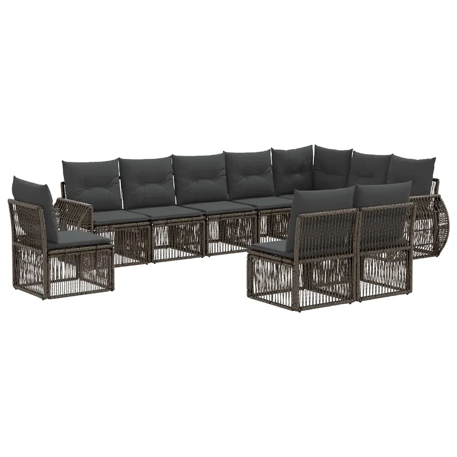Ensemble de canapé de jardin 10 pcs Gris et Gris foncé - 2