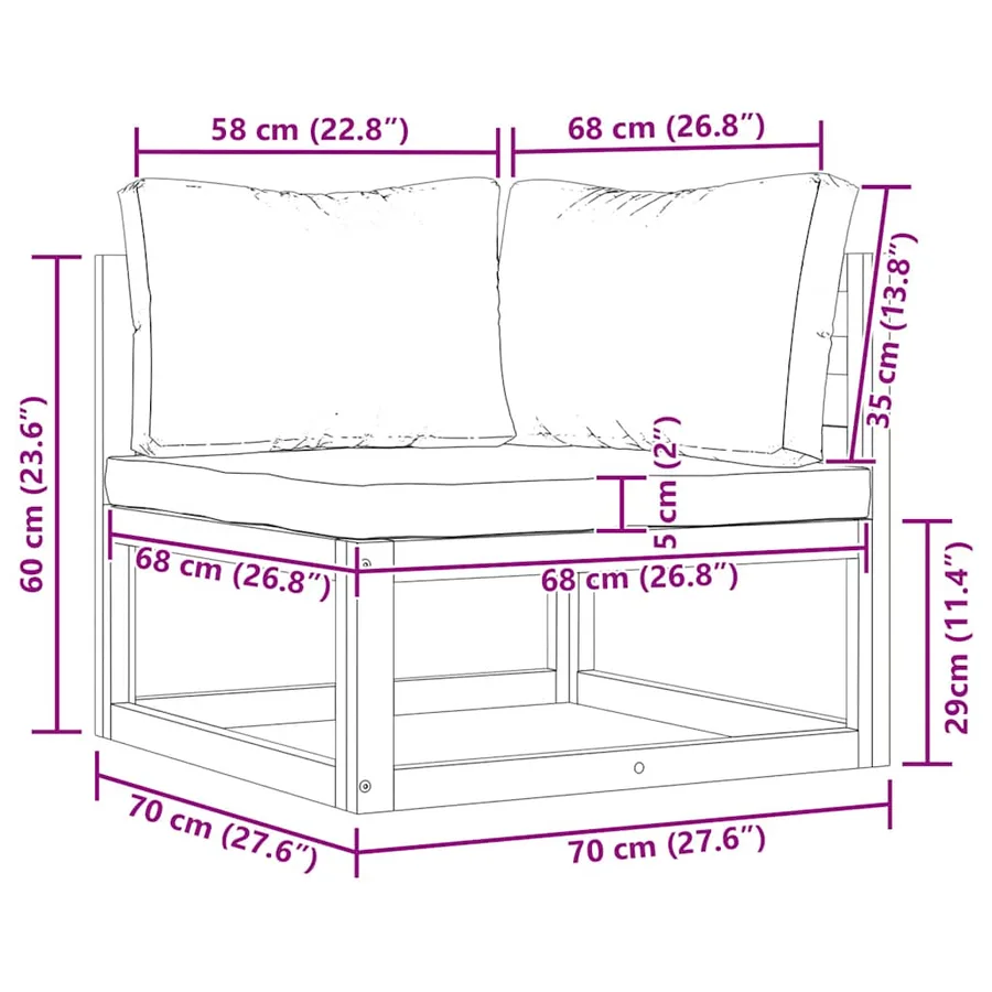 Canapé d'angle sectionnel et coussin blanc crème Bois d'acacia - 10