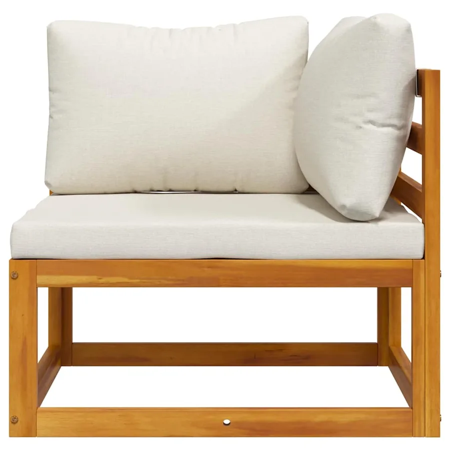 Canapé d'angle sectionnel et coussin blanc crème Bois d'acacia - 4