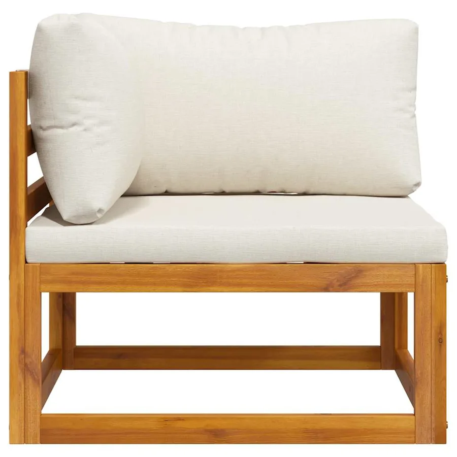 Canapé d'angle sectionnel et coussin blanc crème Bois d'acacia - 5