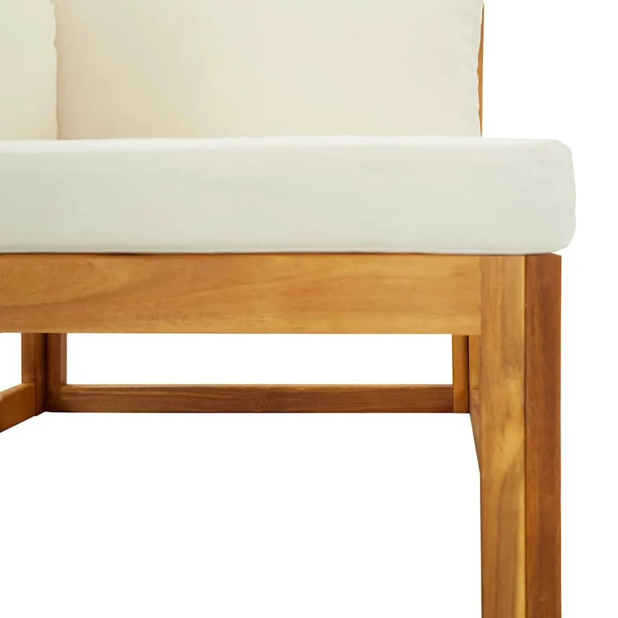 Canapé d'angle sectionnel et coussin blanc crème Bois d'acacia - 7