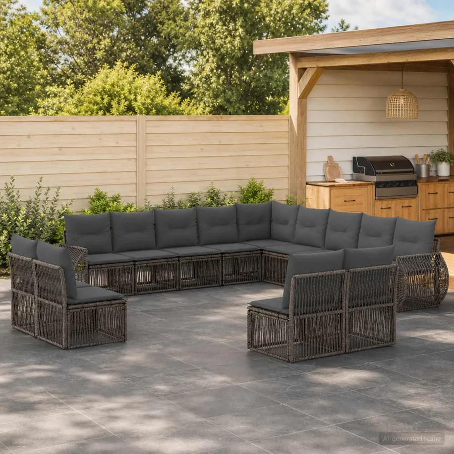 Ensemble de canapé de jardin 13 pcs Gris et Gris foncé