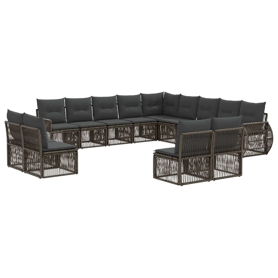 Ensemble de canapé de jardin 13 pcs Gris et Gris foncé - 2