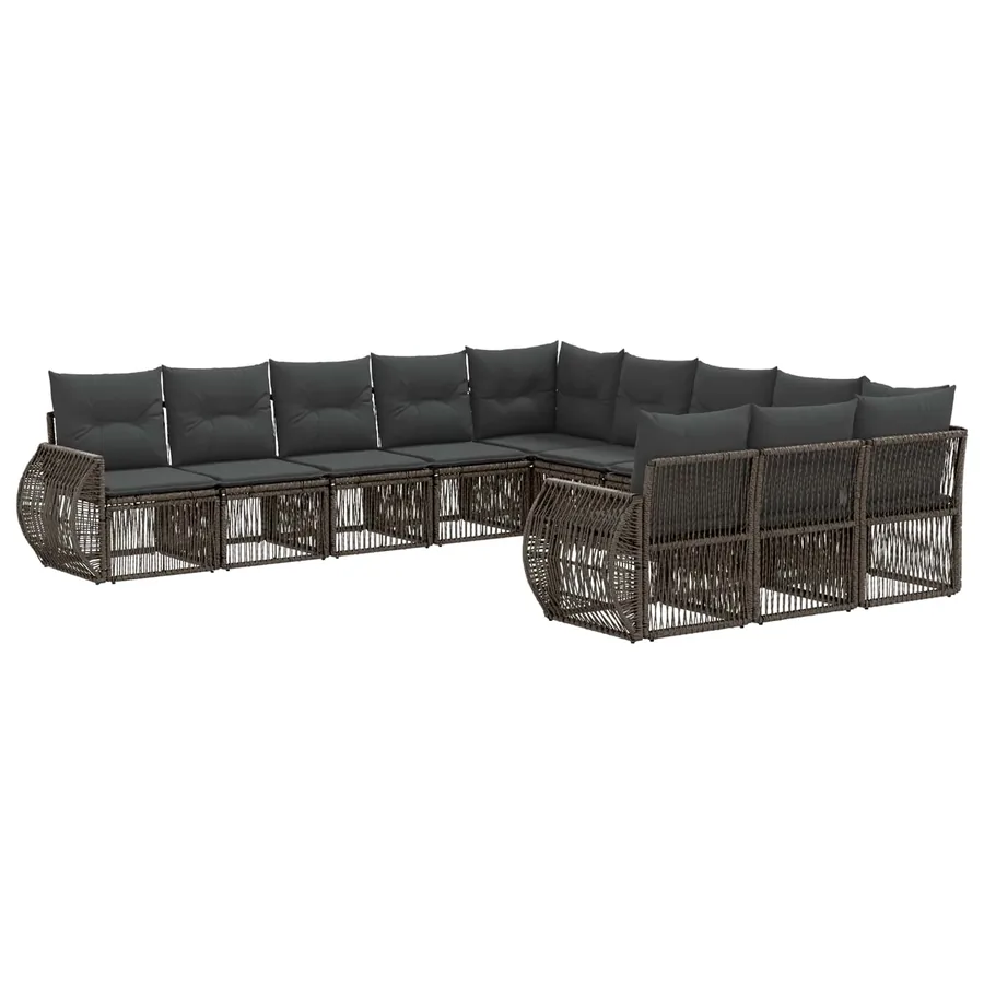 Ensemble de canapé de jardin 11 pcs Gris et Gris foncé