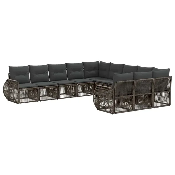 Ensemble de canapé de jardin 11 pcs Gris et Gris foncé