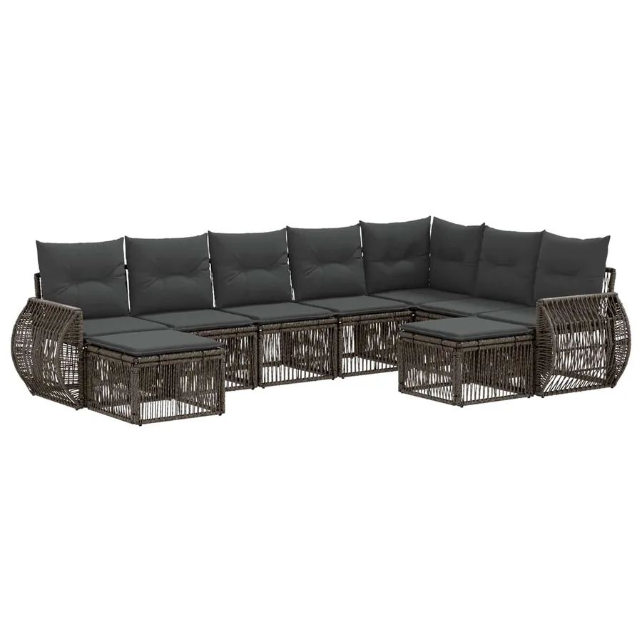 Ensemble de canapé de jardin 9 pcs Gris polyrotin - 2
