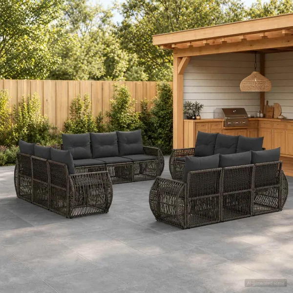 Ensemble de canapé de jardin 12 pcs Gris et Gris foncé