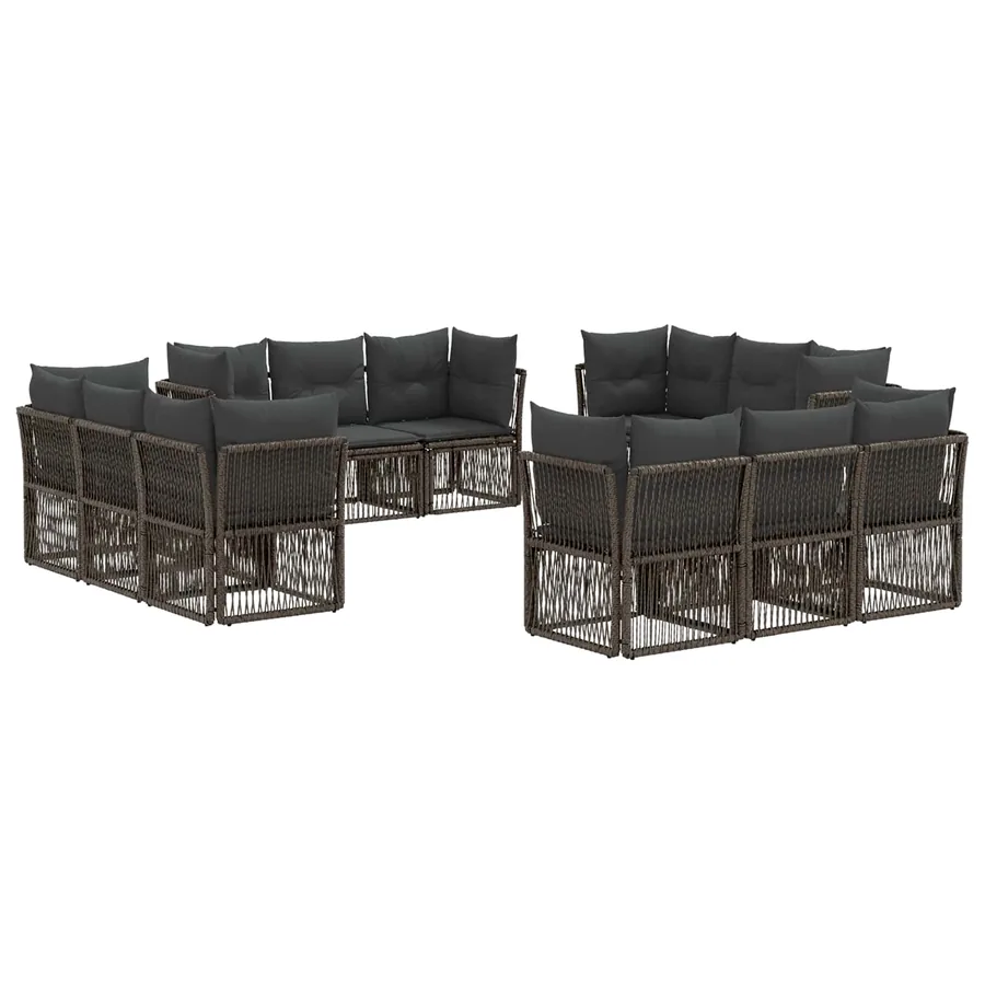 Ensemble de canapé de jardin 12 pcs Gris polyrotin
