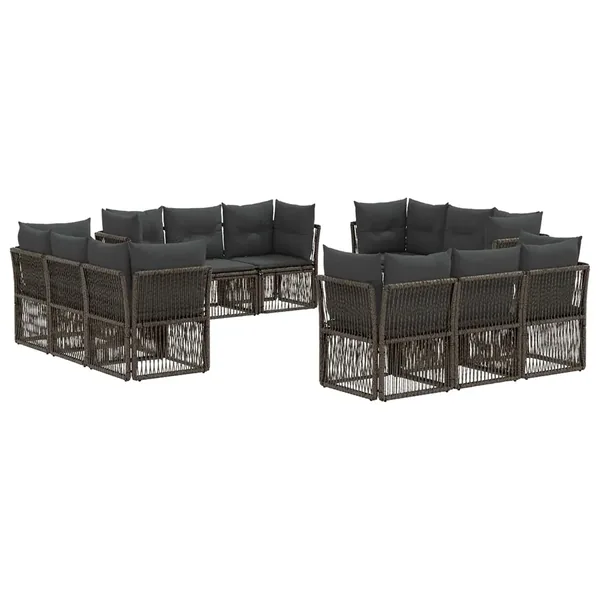 Ensemble de canapé de jardin 12 pcs Gris polyrotin