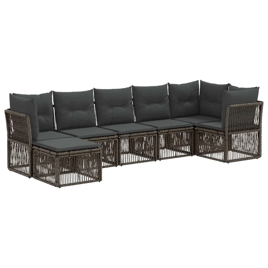 Ensemble de canapé de jardin 7 pcs Gris polyrotin - 2