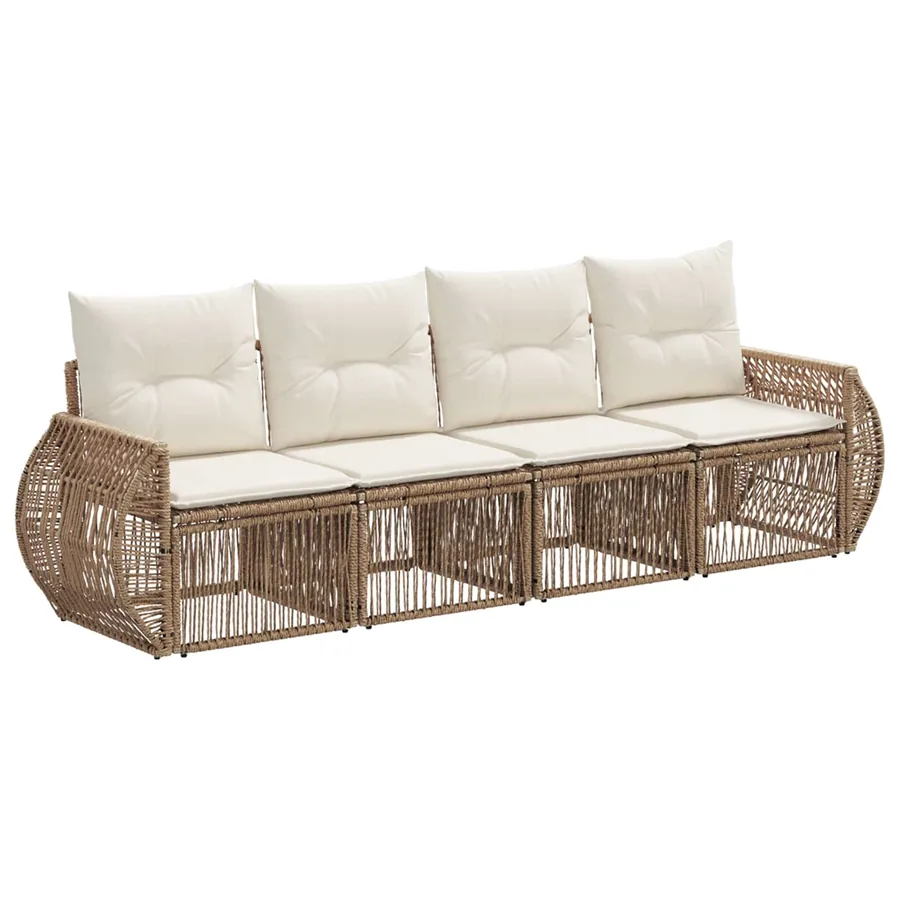 Ensemble de canapé de jardin 4 pcs Beige et blanc crème