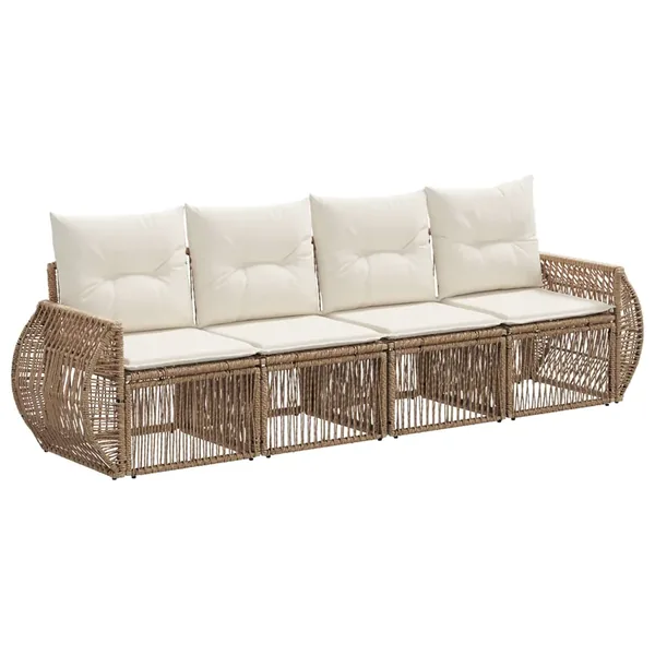 Ensemble de canapé de jardin 4 pcs Beige et blanc crème