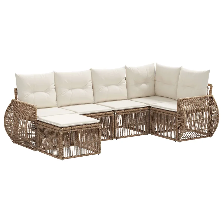 Ensemble de canapé de jardin 6 pcs Beige et blanc crème - 2