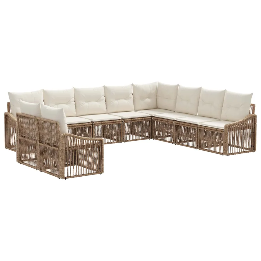 Ensemble de canapé de jardin 10 pcs Beige polyrotin - 2