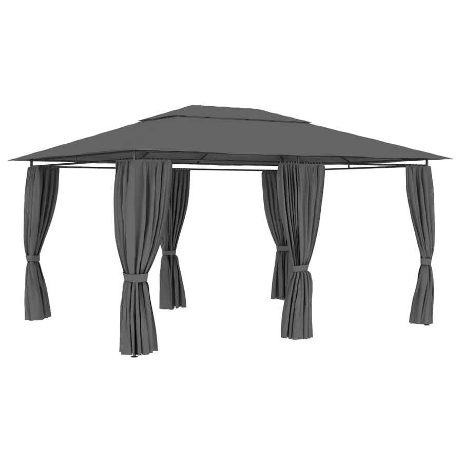 Tonnelle de jardin avec rideaux 4 x 3 m Anthracite - 3