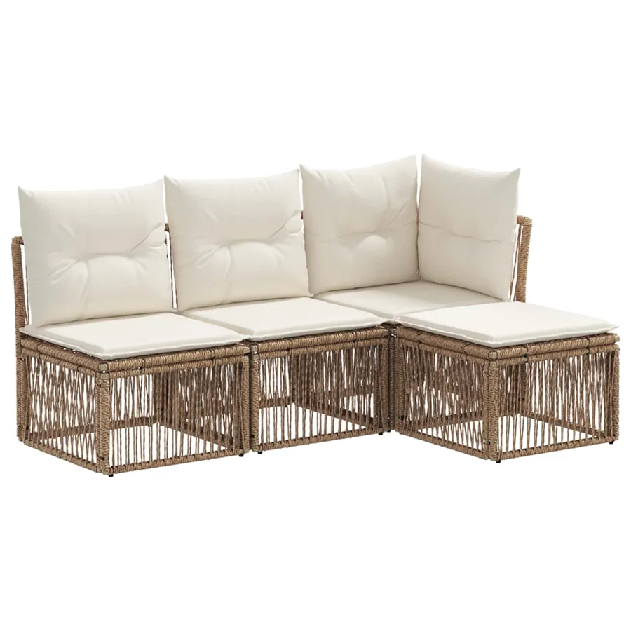 Ensemble de canapé de jardin 4 pcs Beige polyrotin - 2