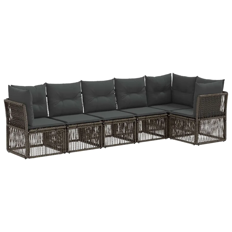 Ensemble de canapé de jardin 6 pcs Gris polyrotin - 2