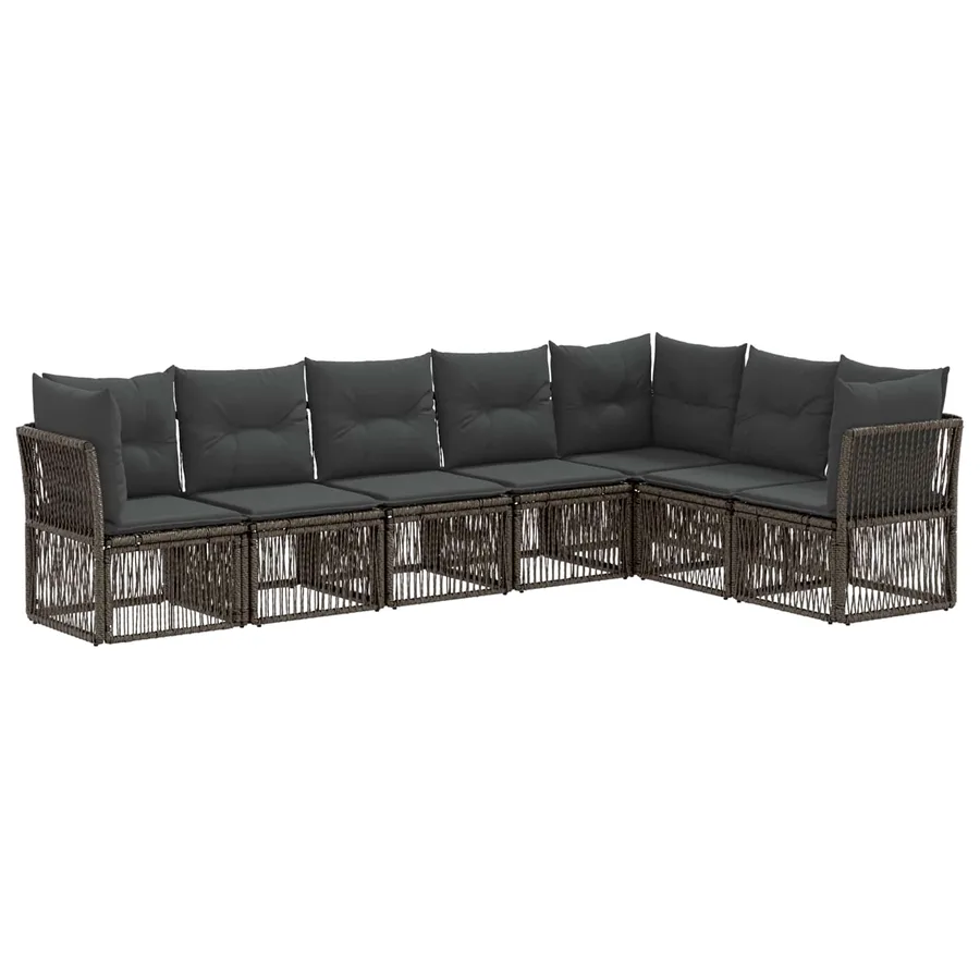 Ensemble de canapé de jardin 7 pcs Gris polyrotin - 2