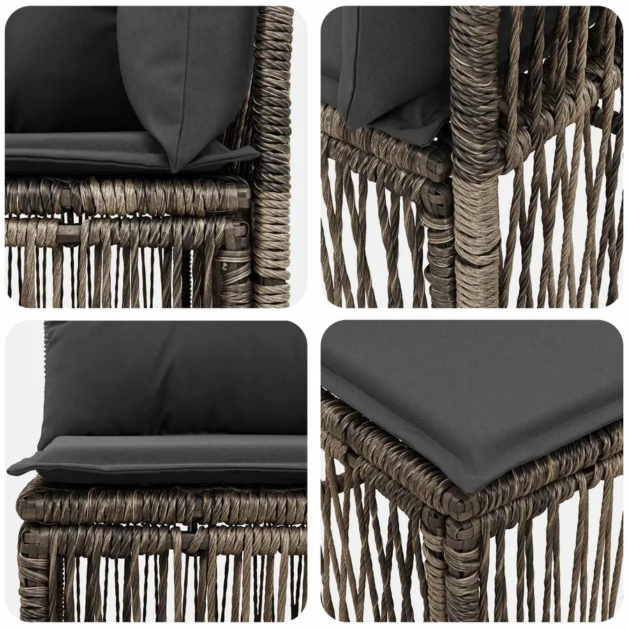 Ensemble de canapé de jardin 7 pcs Gris polyrotin - 6