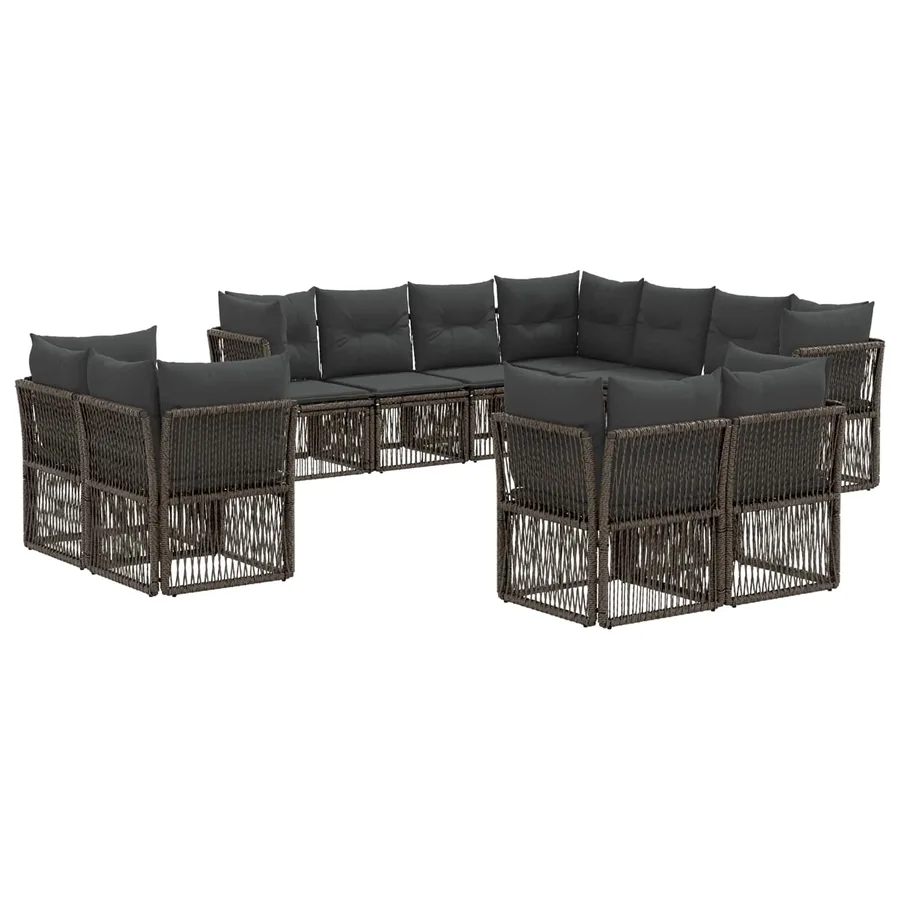 Ensemble de canapé de jardin 11 pcs Gris polyrotin - 2
