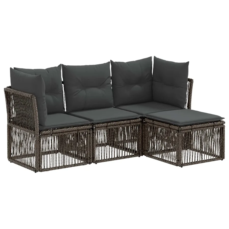 Ensemble de canapé de jardin 4 pcs Gris polyrotin