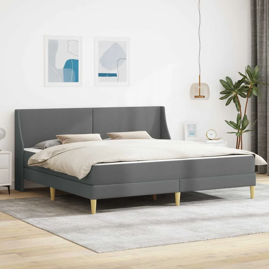 Cadre de lit avec matelas Gris foncé 180 x 200 cm Polyester
