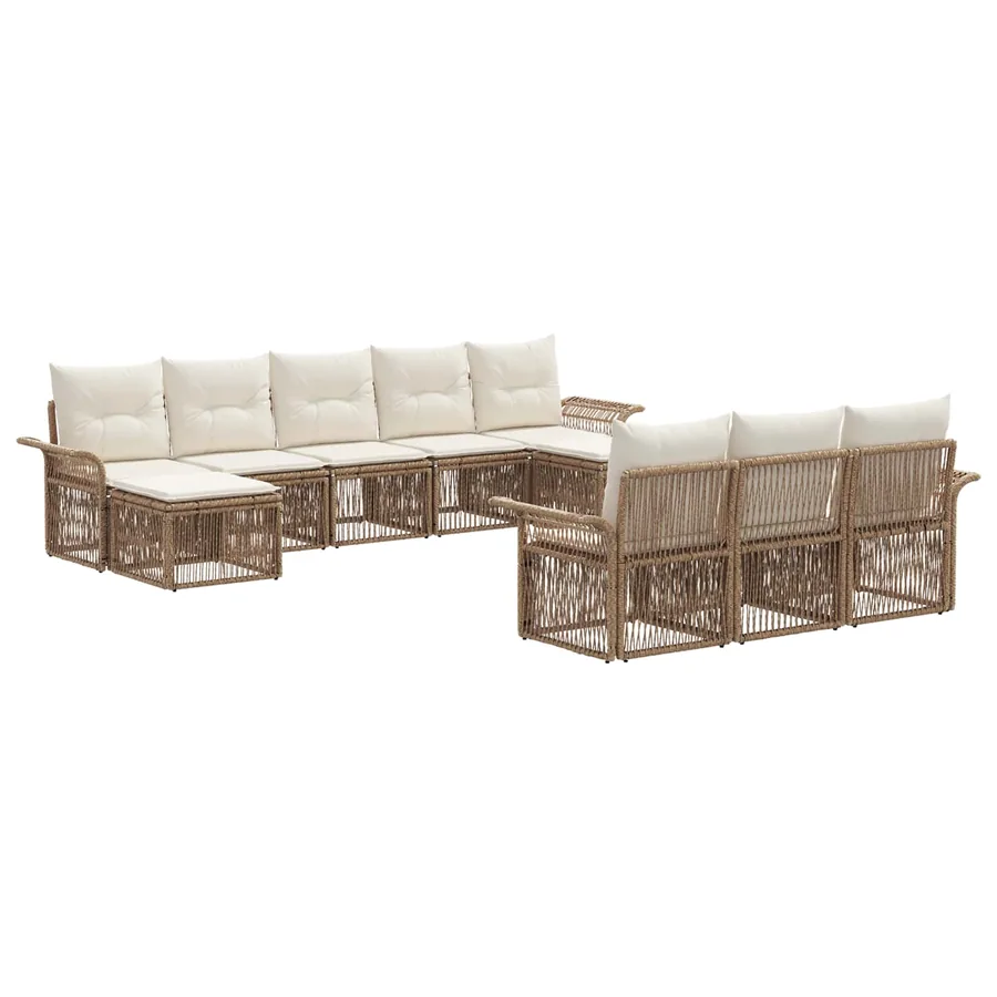 Ensemble de canapé de jardin 10 pcs Beige polyrotin
