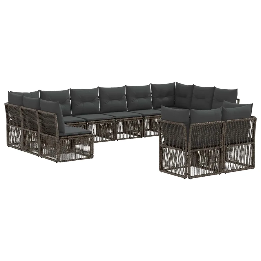 Ensemble de canapé de jardin 12 pcs Gris polyrotin