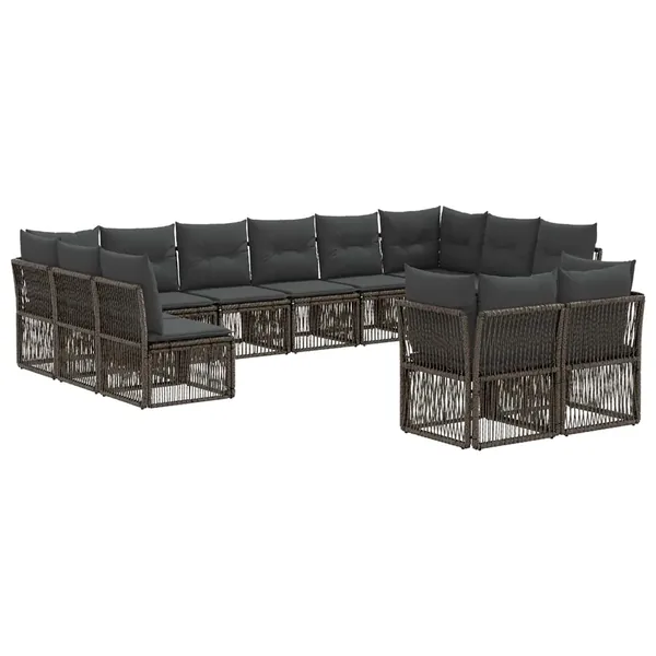 Ensemble de canapé de jardin 12 pcs Gris polyrotin