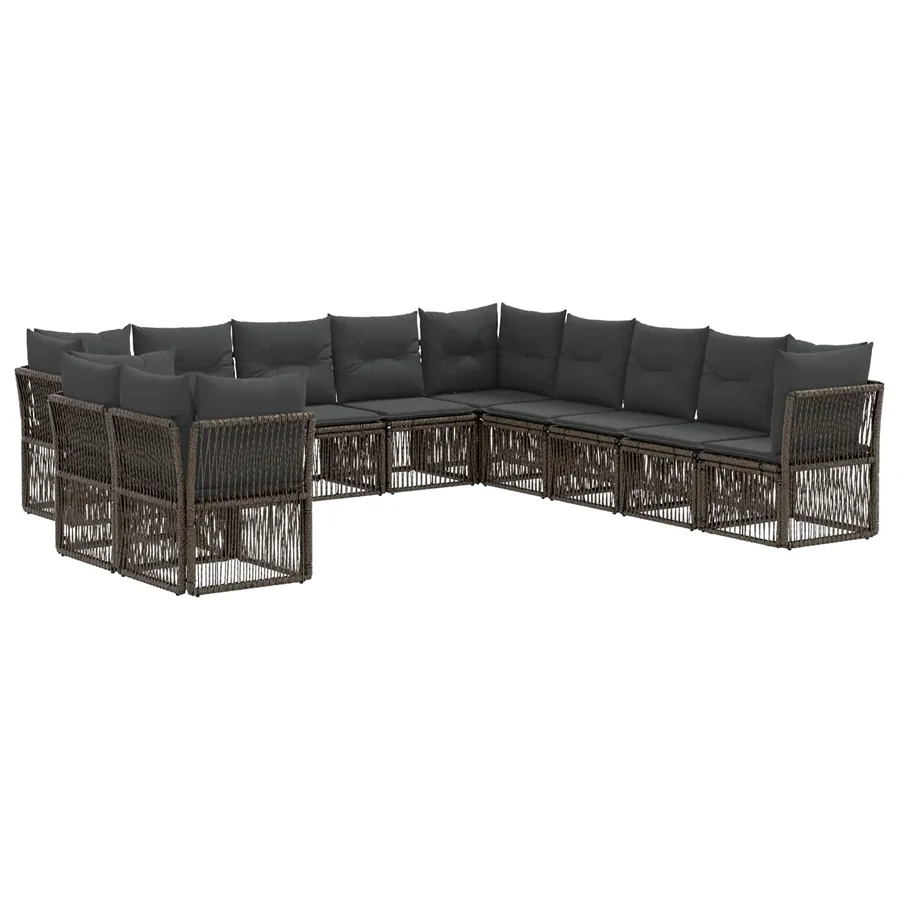Ensemble de canapé de jardin 11 pcs Gris polyrotin