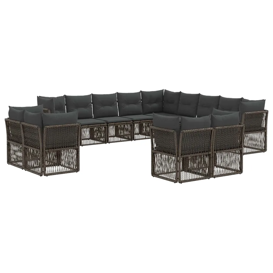 Ensemble de canapé de jardin 13 pcs Gris polyrotin