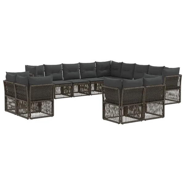 Ensemble de canapé de jardin 13 pcs Gris polyrotin