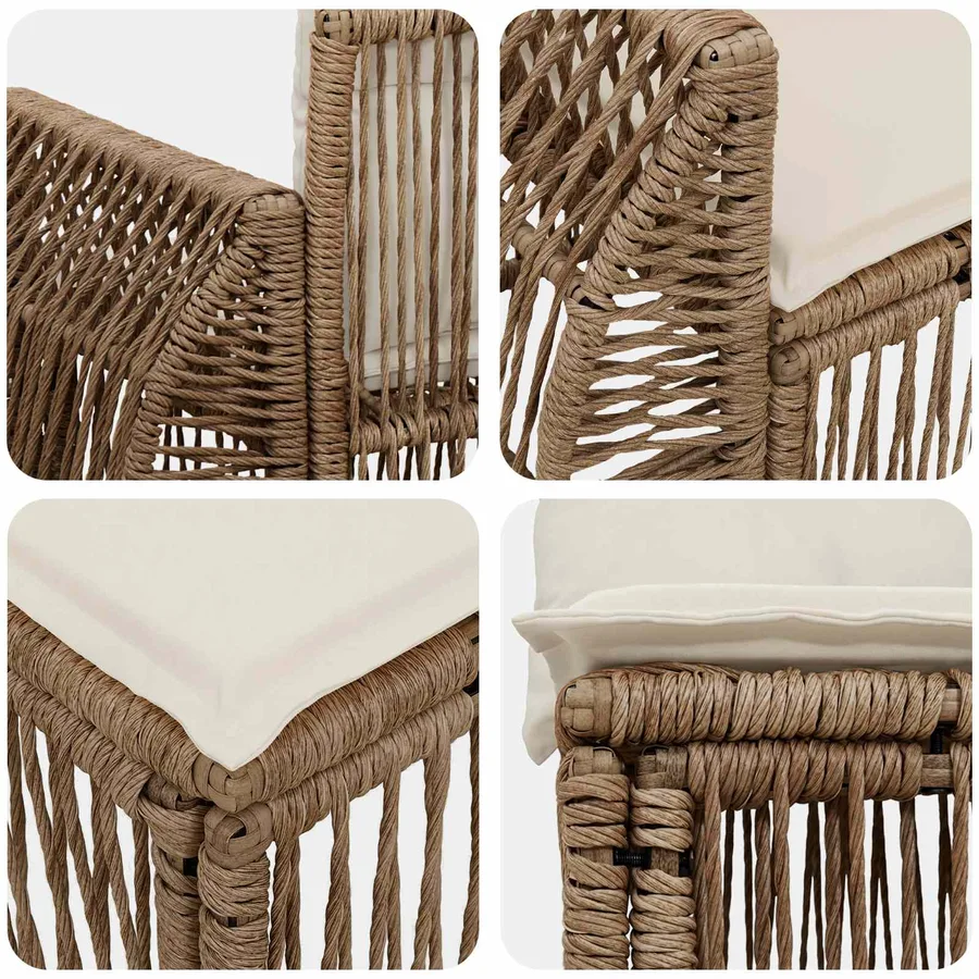 Ensemble de canapé de jardin 5 pcs Beige et blanc crème - 5