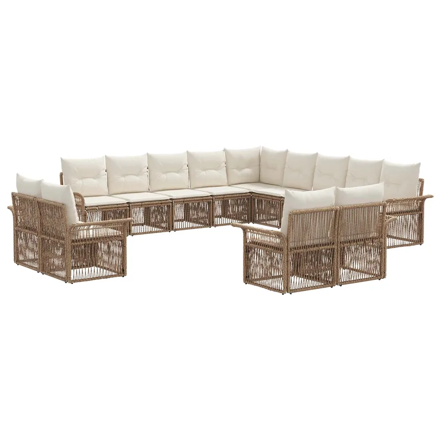 Ensemble de canapé de jardin 13 pcs Beige et blanc crème - 2