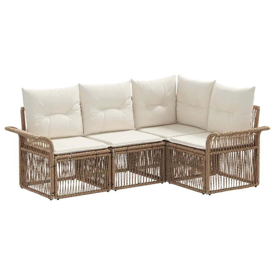 Ensemble de canapé de jardin 4 pcs Beige polyrotin - 2