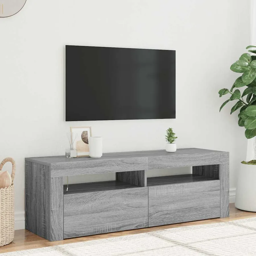 Meuble TV avec lumières LED sonoma gris 120x35x40 cm