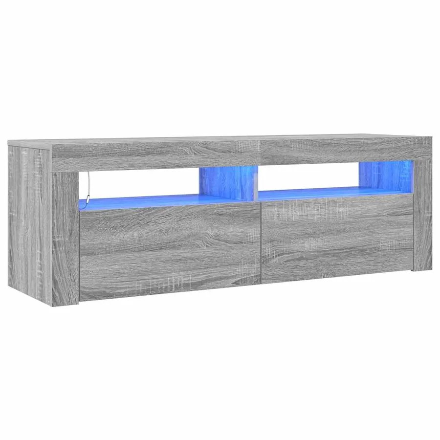 TV cabinet with LED lights grey sonoma 120x35x40 cm - 2