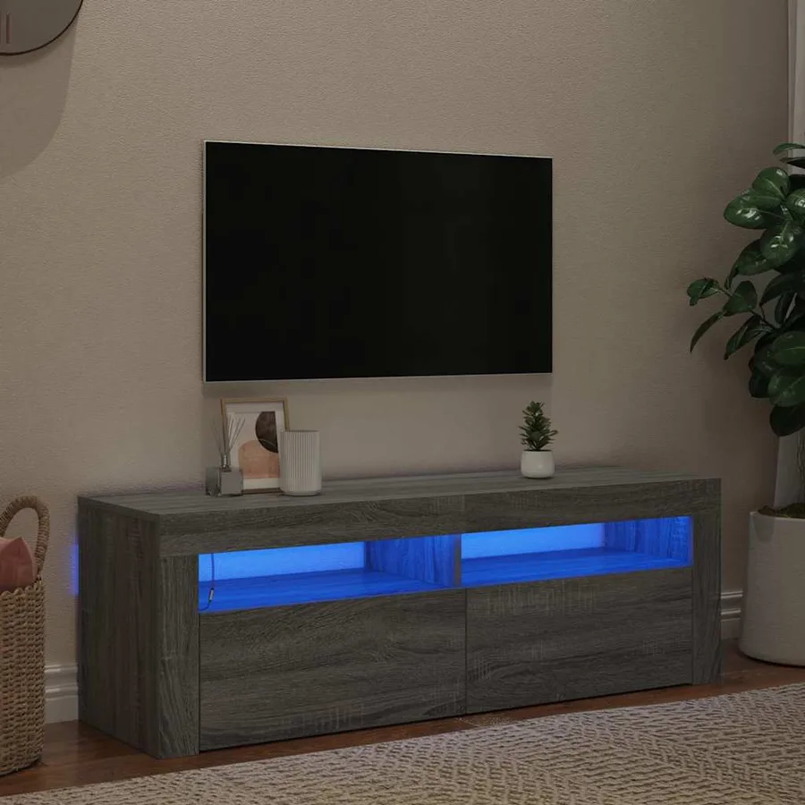 TV cabinet with LED lights grey sonoma 120x35x40 cm - 3