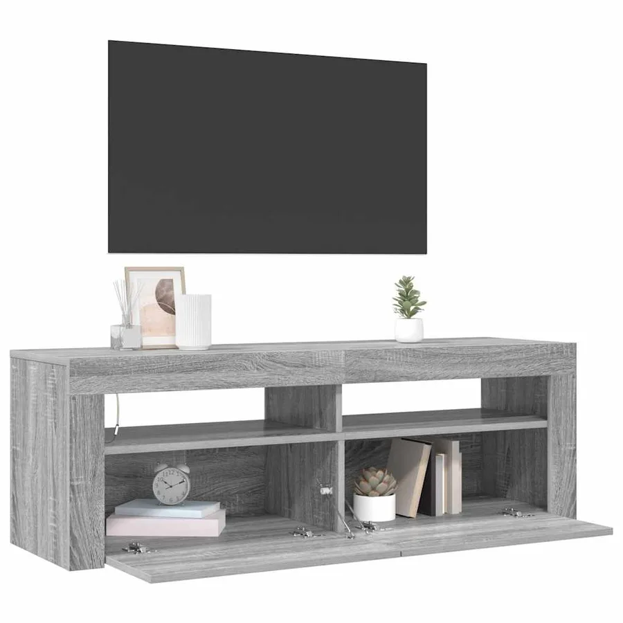 TV cabinet with LED lights grey sonoma 120x35x40 cm - 4