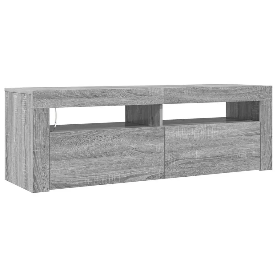 TV cabinet with LED lights grey sonoma 120x35x40 cm - 6