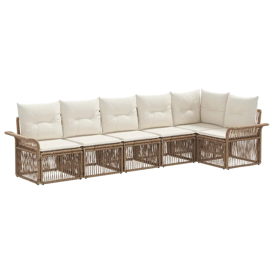 Ensemble de canapé de jardin 6 pcs Beige polyrotin - 2