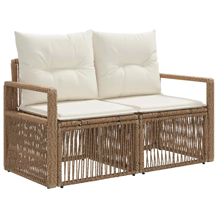 Ensemble de canapé de jardin 8 pcs Beige polyrotin - 5