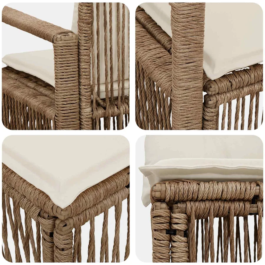 Ensemble de canapé de jardin 8 pcs Beige polyrotin - 6