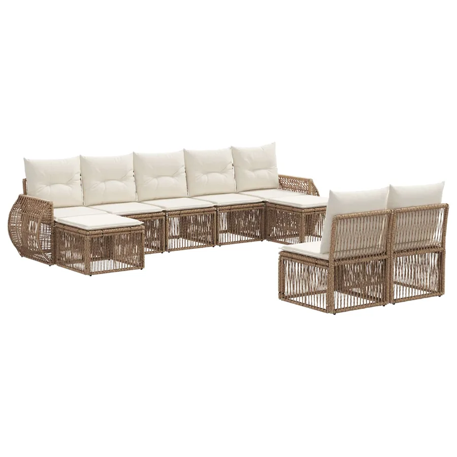 Ensemble de canapé de jardin 9 pcs Beige et blanc crème - 2