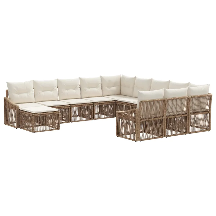 Ensemble de canapé de jardin 12 pcs Beige polyrotin - 2