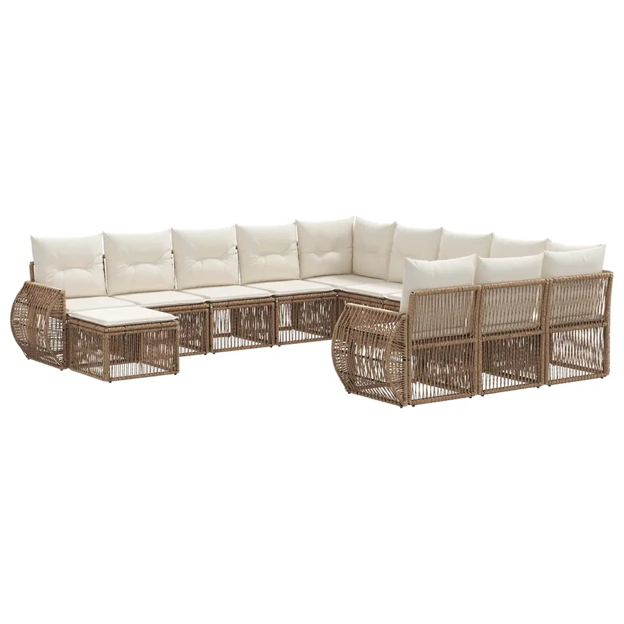 Ensemble de canapé de jardin 12 pcs Beige polyrotin